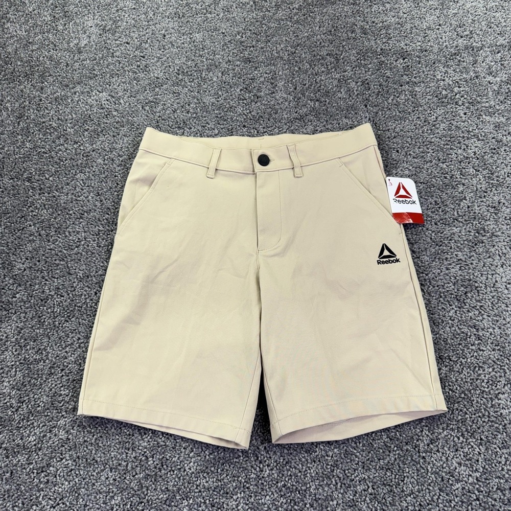 Reebok Shorts Boys XL 14-16 Beige Twill Flat Front Pockets Casual School Summer